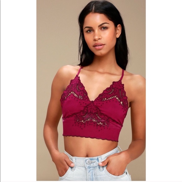 Free People Tops - NWT Free People Sleep Eyes Magenta Embroider Top L
